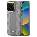 Etui DKNY Leather Checkered Mono Pattern MagSafe na iPhone 14 Pro - beżowe