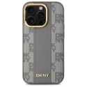 Etui DKNY Leather Checkered Mono Pattern MagSafe na iPhone 14 Pro - beżowe