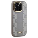 Etui DKNY Leather Checkered Mono Pattern MagSafe na iPhone 14 Pro - beżowe