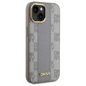 Etui DKNY Leather Checkered Mono Pattern MagSafe na iPhone 15 Plus - beżowe