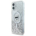 Etui Karl Lagerfeld Liquid Glitter Choupette Head Magsafe na iPhone 16 - przezroczyste