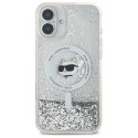 Etui Karl Lagerfeld Liquid Glitter Choupette Head Magsafe na iPhone 16 - przezroczyste