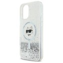 Etui Karl Lagerfeld Liquid Glitter Choupette Head Magsafe na iPhone 16 - przezroczyste