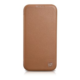 ICarer CE Premium Leather Folio Case skórzane etui iPhone 14 Pro z klapką magnetyczne MagSafe brązowy (WMI14220714-BN)