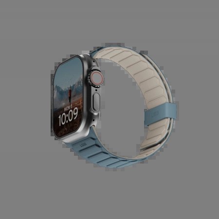 Silikonowy dwustronny pasek magnetyczny UAG Pathfinder do Apple Watch 42 / 44 / 45 / 46 / 49mm - szare-niebieskie