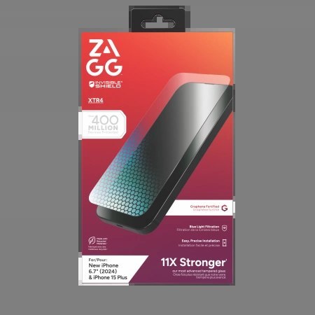 Szkło ochronne z grafenem i filtrem światła niebieskiego ZAGG InvisibleShield Glass XTR4 do iPhone 15 Plus / 16 Plus