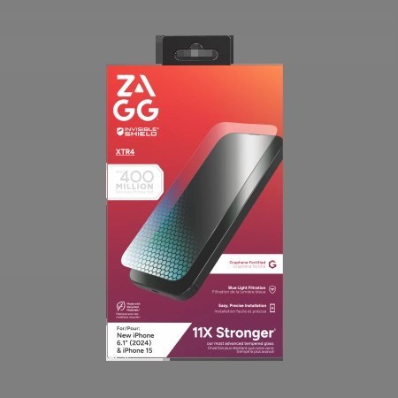 Szkło ochronne z grafenem i filtrem światła niebieskiego ZAGG InvisibleShield Glass XTR4 do iPhone 15/16