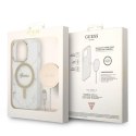 Zestaw Guess GUBPP14LHMEACSH Case+ Charger iPhone 14 Pro 6,1" biały/white hard case Marble MagSafe