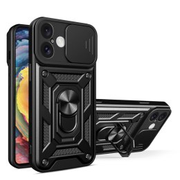 Etui Hybrid Armor Camshield na iPhone 16 Plus pancerne z osłoną na aparat z podstawką - czarne