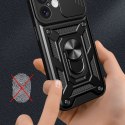 Etui Hybrid Armor Camshield na iPhone 16 Plus pancerne z osłoną na aparat z podstawką - czarne