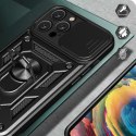 Etui Hybrid Armor Camshield na iPhone 16 Pro Max pancerne z osłoną na aparat z podstawką - czarne