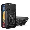 Etui Hybrid Armor Camshield na iPhone 16 Pro pancerne z osłoną na aparat z podstawką - czarne