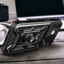 Etui Hybrid Armor Camshield na iPhone 16 pancerne z osłoną na aparat z podstawką - czarne