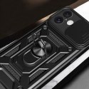 Etui Hybrid Armor Camshield na iPhone 16 pancerne z osłoną na aparat z podstawką - czarne