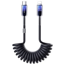 JOYROOM S-A43 Crystal-Clear Series 30W Coiled Fast Charging Data Cable (Type-C to Lightning) 1.5m-Black