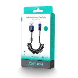 JOYROOM S-A43 Crystal-Clear Series 3A Coiled Fast Charging Data Cable (USB-A to Lightning) 1.5m-Black