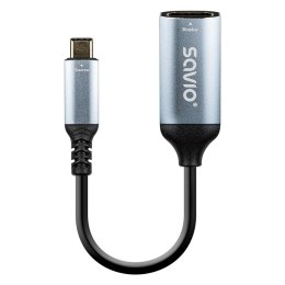 Kabel adapter Savio AK-78 USB-C (M) - HDMI (F) 60Hz, aluminium