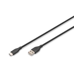 Kabel zasilający DIGITUS silikonowy USB-A - USB-C, USB 2.0 60W, 2m czarny