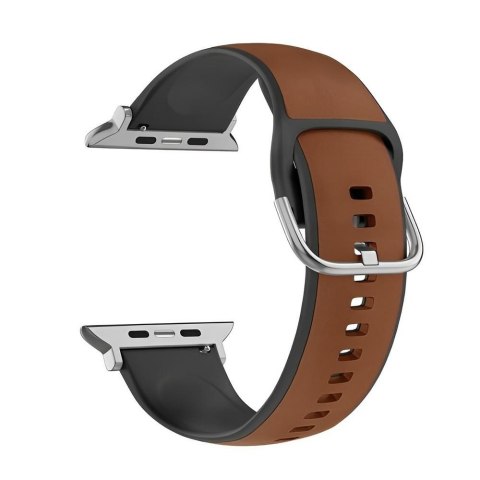 Pasek Beline do Apple Watch 42/44/45/49mm Silico Leather czarno-brązowy