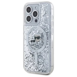 Etui Karl Lagerfeld Liquid Glitter Karl & Choupette Head Magsafe na iPhone 15 Pro Max - przezroczyste