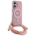 Guess GUHMP16SHCTSGNSP iPhone 16 6.1" różowy/pink hardcase Crossbody Cord Script MagSafe