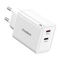 Ładowarka sieciowa Choetech PD6013, GaN, 2x USB-C, PD65W (biała)