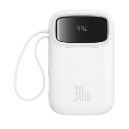 Powerbank Baseus QPow 2 30W 10000mAh z wbudowanymi kablami USB-C - biały