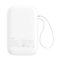 Powerbank Baseus QPow 2 30W 10000mAh z wbudowanymi kablami USB-C - biały