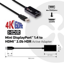 Club3D Adapter MiniDisplayPort > HDMI 2.0b HDR 4K60Hz aktiv sprzedaż detaliczna