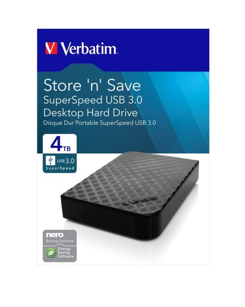 Dysk zewnętrzny Verbatim 4TB 3.5" Store 'n' Save 2Gen czarny USB 3.0