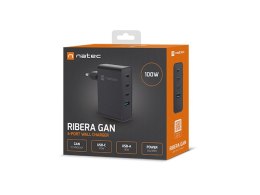 ŁADOWARKA SIECIOWA NATEC RIBERA GAN 3X USB-C + 1X USB-A 100W CZARNA