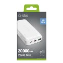 20000 mAh multi-port power bank with 20W Power Delivery technology White