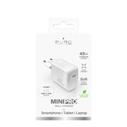 Ładowarka sieciowa Puro Super Mini 45W PD GaN USB-C - biała