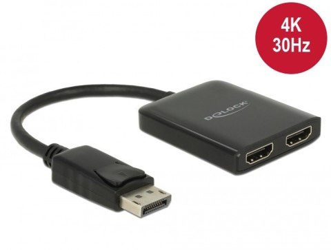 Delock Splitter video DisplayPort 1.2 -> 2x HDMI 4K na kablu 25cm