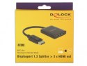 Delock Splitter video DisplayPort 1.2 -> 2x HDMI 4K na kablu 25cm