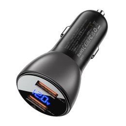 Ładowarka samochodowa Acefast B7, 45W, 2x USB, z wyświetlaczem (czarny)