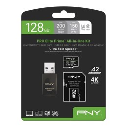 PNY Karta pamięci microSDXC Elite Prime 128GB + adapter SD + czytnik USB-A