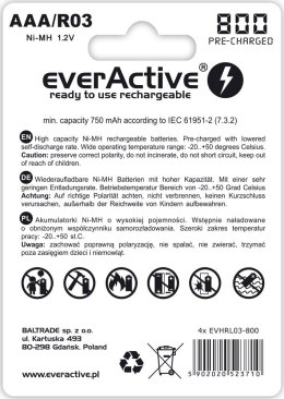 EverActive Akumulatory paluszki R03/AAA 800 mAH blister 4 szt.