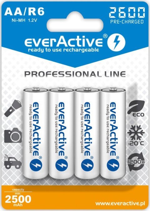 EverActive Akumulatory paluszki R6/AA 2600 mAH, blister 4 szt.