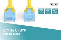 Digitus Patch cord U/UTP kat.5e PVC 0,5m Żółty