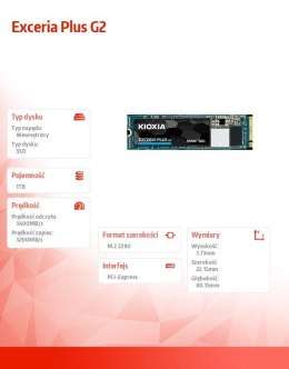 Kioxia Dysk SSD Exceria Plus G2 1TB NVMe 3400/3200Mb/s