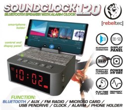 Rebeltec Głośnik przenośny Bluetooth SoundClock 120, srebrny, z funkcją radiobudzika