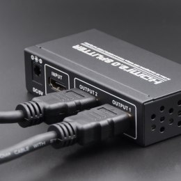 Qoltec Rozdzielacz aktywny Splitter HDMI v. 2.0 | 1x2 | EDID+IR