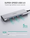 AUKEY CB-C94 HUB USB-C aluminiowy | Ultra Slim | 4w1 | 4xUSB 3.1