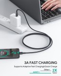 AUKEY CB-CC03 OEM nylonowy kabel Quick Charge USB C - USB C | 0.3m | 5Gbps | 60W PD | 20V