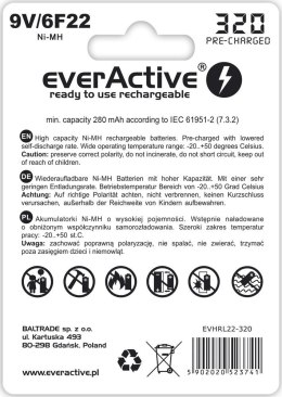 EverActive Akumulator 6F22/9V Ni-MH 320 mAh 1 szt. ready to use