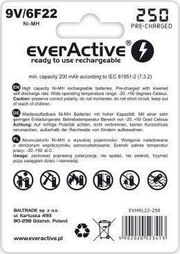 EverActive Akumulatorek 6F22/9V NI-MH 250 mAh 1 szt. ready to use