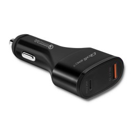 Qoltec Ładowarka samochodowa Qoltec 12-24V | max.63W | USB typ C | USB QC 3.0