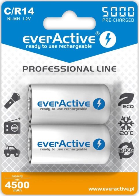 Everactive Akumulatorki C/R14 everActive Professional Line 5000 mAh 2 sztuki