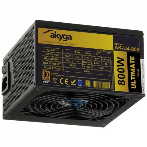 AKYGA Zasilacz ATX 800W Akyga Ultimate AK-U4-800 80+ Bronze APFC Fan12cm